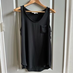 LOFT Black Tank Top with Relaxed Fit and Crew Neck